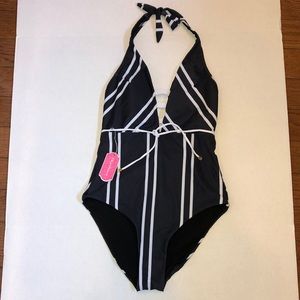 Skyshare Black and white stripped swimsuit, new!